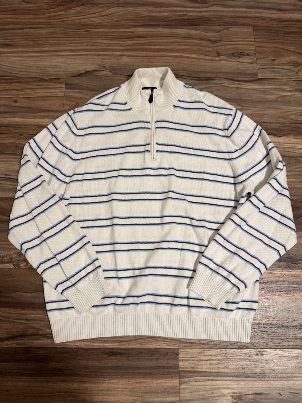 Brooks Brothers Supima Cotton 1/4 Zip Pullover Knit Sweater Mens XXL Striped